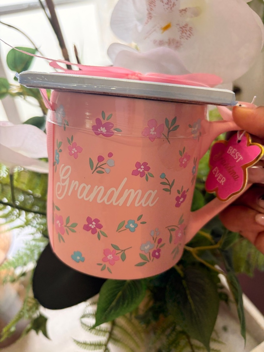 Grandma Floral Pink Mug with ceramic coaster -20oz - Picture 5 of 6